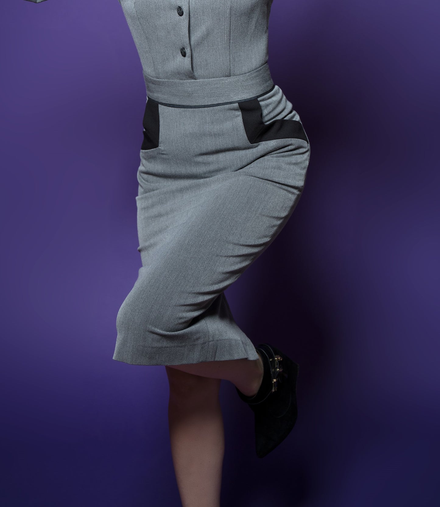Contrast Pencil Skirt